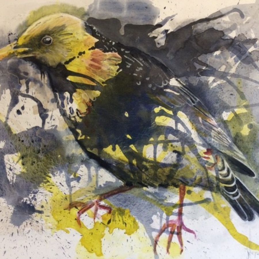 Joepe Bos schilderij gele vogel